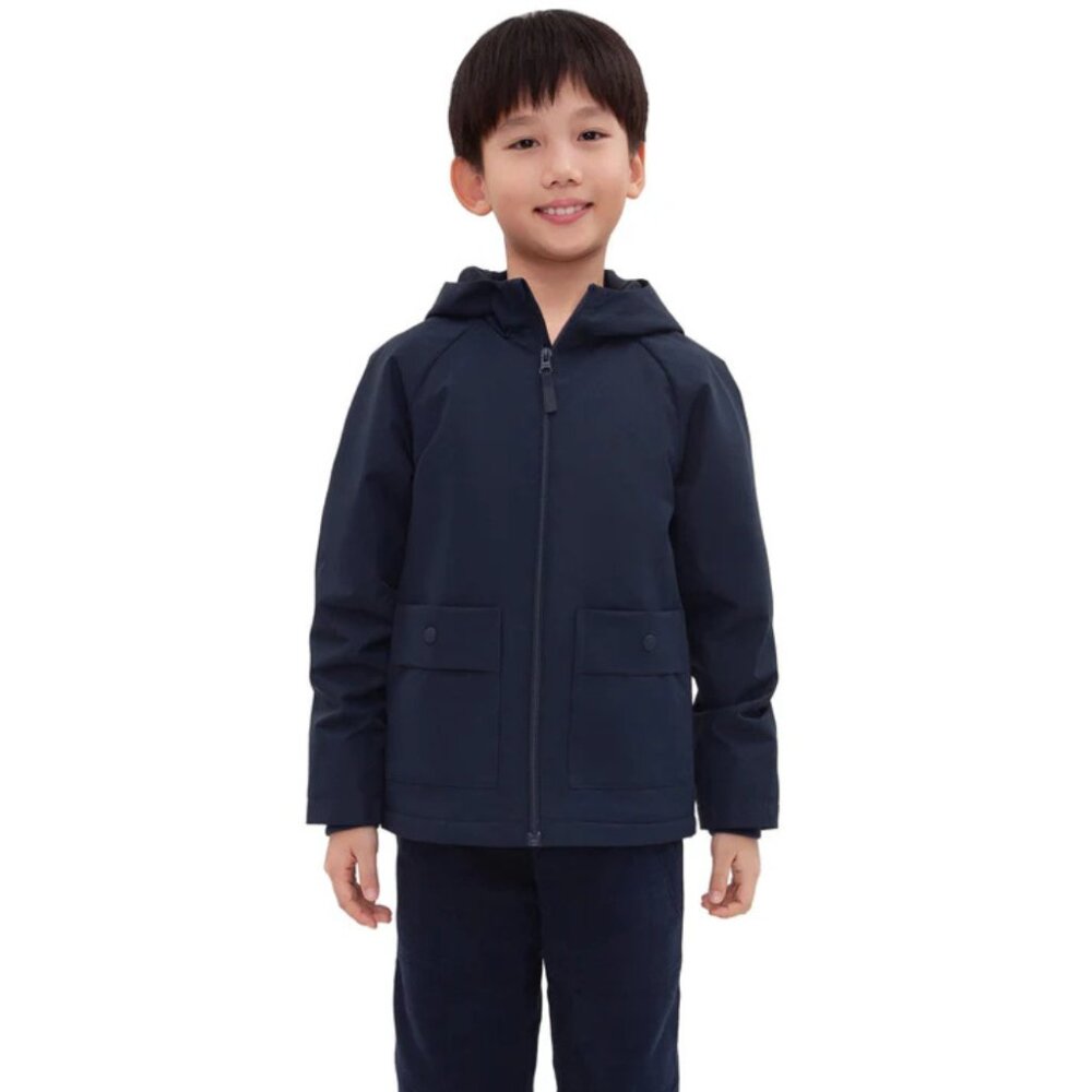 Rokka&Rolla Boy's M Navy Hooded Water-Resistant Parka Deluxe Windbreaker Jacket